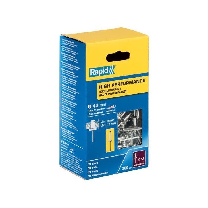 RAPID - Rivets - 4.8 x 16mm Alu ALU - Boite de 300 RAPID - Rivets - 4.8 x 16mm Alu ALU - Boite de 300