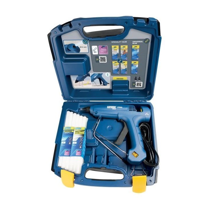 Pistolet a colle professionnel RAPID EG320 - 1000g/h PRO Coffret + colle 24 sticks