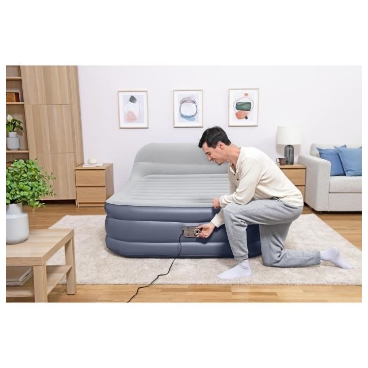 Lit gonflable - BESTWAY - 67923 - Tritech™ SleekFlow™ - 2 places, 226 x 152 x 84 cm, tete de lit, pompe intégrée Lit gonflable - BESTWAY - 67923 - Tritech™ SleekFlow™ - 2 places, 226 x 152 x 84 cm, tete de lit, pompe intégrée