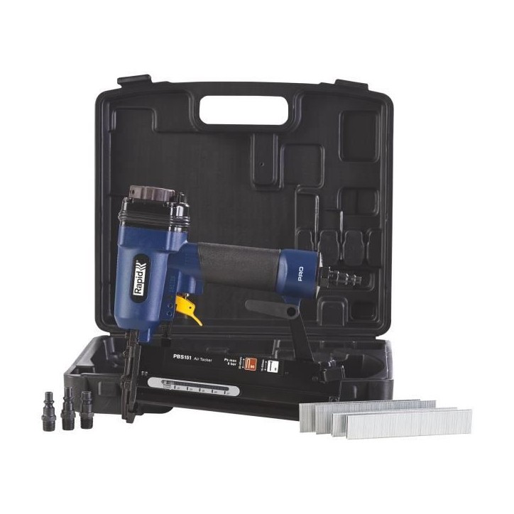 Agrafeuse cloueuse pneumatique RAPID PRO PBS151 - pour agrafes 90 de 20 a 40 mm et pointes 8 de 15 a 50mm Agrafeuse cloueuse pneumatique RAPID PRO PBS151 - pour agrafes 90 de 20 a 40 mm et pointes 8 de 15 a 50mm