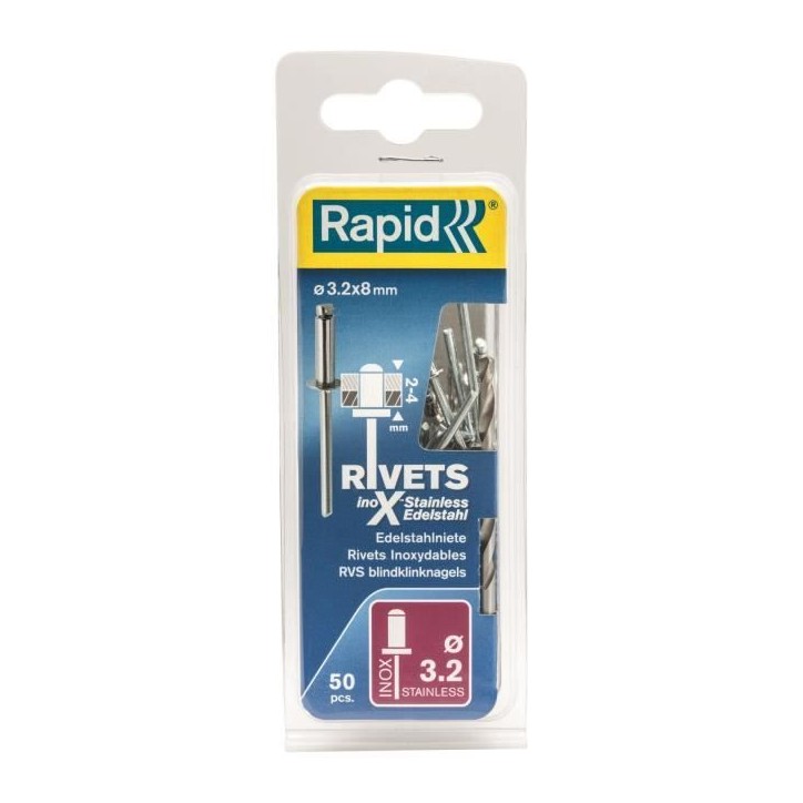 RAPID Rivets inoxydables 3,2x8mm RAPID Rivets inoxydables 3,2x8mm