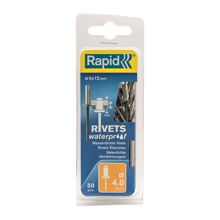 RAPID Rivets étanches 4x12mm en alu RAPID Rivets étanches 4x12mm en alu