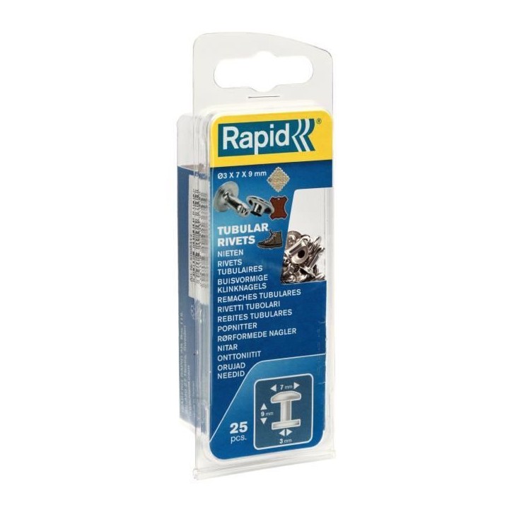 RAPID 25 rivets tubulaires 3x7mm RAPID 25 rivets tubulaires 3x7mm