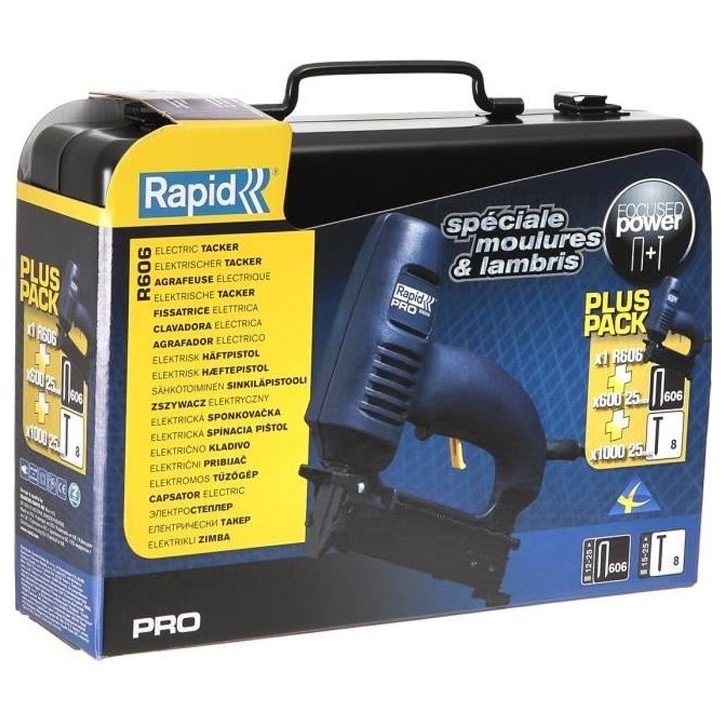 Agrafeuse cloueuse électrique RAPID R606 - Systeme Focused Power - Coffret inclus Agrafeuse cloueuse électrique RAPID R606 - Systeme Focused Power - Coffret inclus