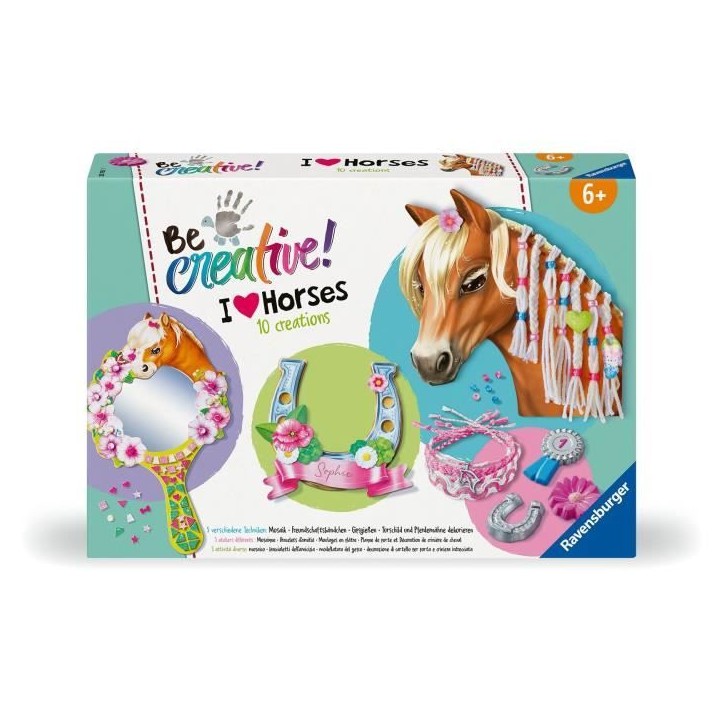 Ravensburger-Be Creative Cheval–kit Multi-activités Horses–10 créations–Activité détente et créative–Des 7 ans–23 Ravensburger-Be Creative Cheval–kit Multi-activités Horses–10 créations–Activité détente et créative–Des 7 ans–23