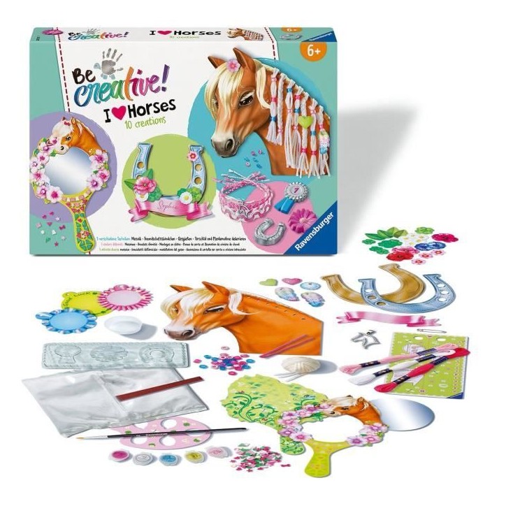 Ravensburger-Be Creative Cheval–kit Multi-activités Horses–10 créations–Activité détente et créative–Des 7 ans–23 Ravensburger-Be Creative Cheval–kit Multi-activités Horses–10 créations–Activité détente et créative–Des 7 ans–23