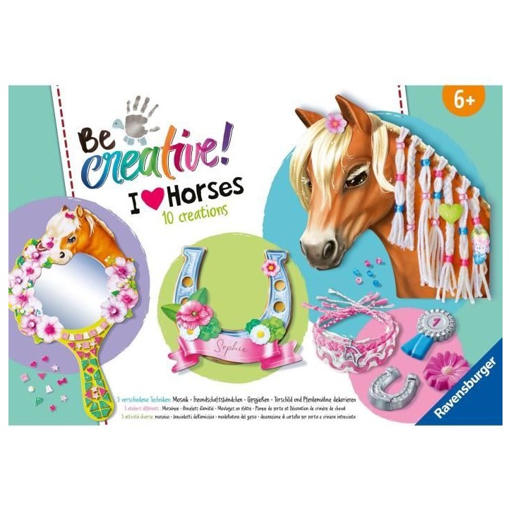Ravensburger-Be Creative Cheval–kit Multi-activités Horses–10 créations–Activité détente et créative–Des 7 ans–23 Ravensburger-Be Creative Cheval–kit Multi-activités Horses–10 créations–Activité détente et créative–Des 7 ans–23
