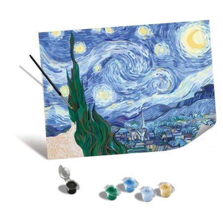 Ravensburger–CreArt Toiles 30x40 cm–Van Gogh/La nuit étoilée–Peinture par numéros–Adulte-Activité détente et créat