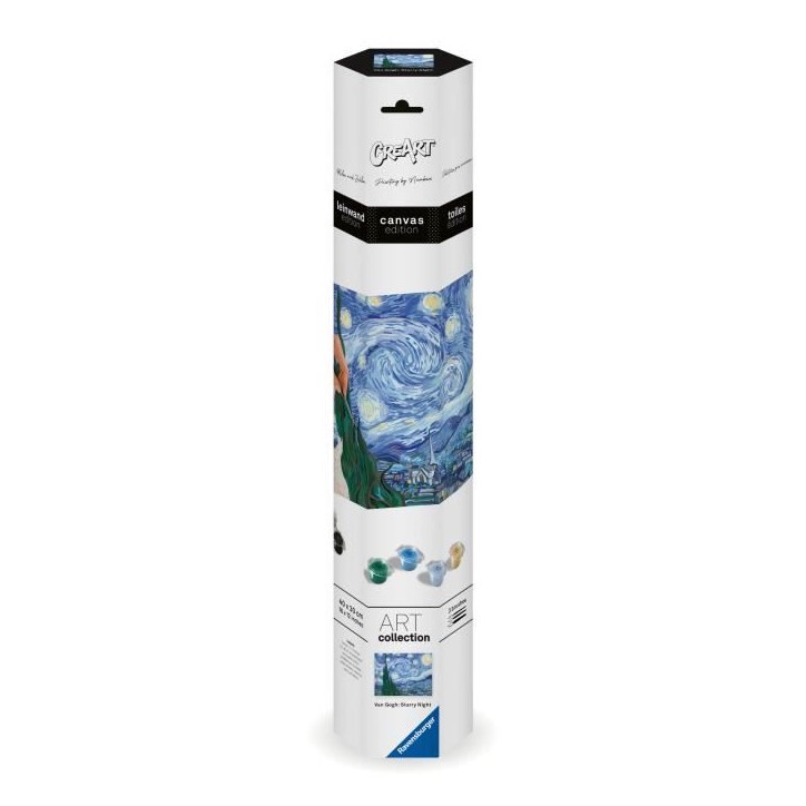 Ravensburger–CreArt Toiles 30x40 cm–Van Gogh/La nuit étoilée–Peinture par numéros–Adulte-Activité détente et créat Ravensburger–CreArt Toiles 30x40 cm–Van Gogh/La nuit étoilée–Peinture par numéros–Adulte-Activité détente et créat