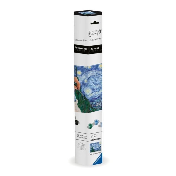 Ravensburger–CreArt Toiles 30x40 cm–Van Gogh/La nuit étoilée–Peinture par numéros–Adulte-Activité détente et créat Ravensburger–CreArt Toiles 30x40 cm–Van Gogh/La nuit étoilée–Peinture par numéros–Adulte-Activité détente et créat