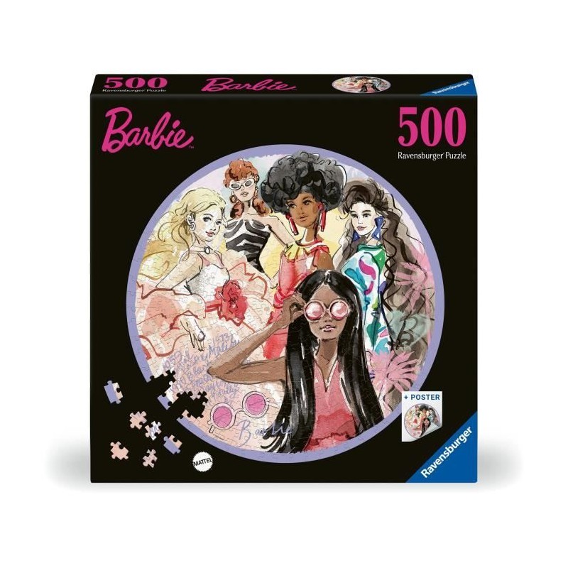 Puzzle rond 500 pieces : Barbie - L'icône du style depuis 1959