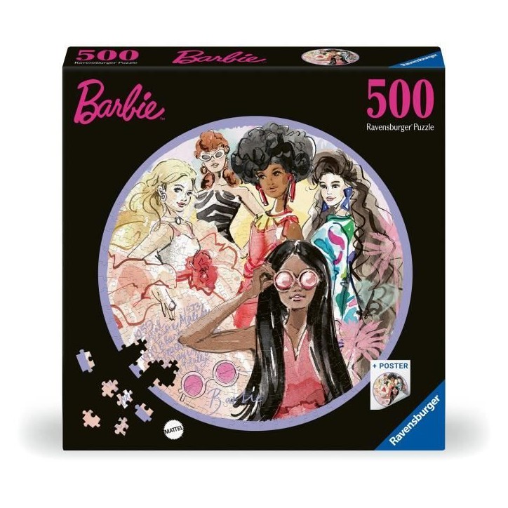 Puzzle rond 500 pieces : Barbie - L'icône du style depuis 1959