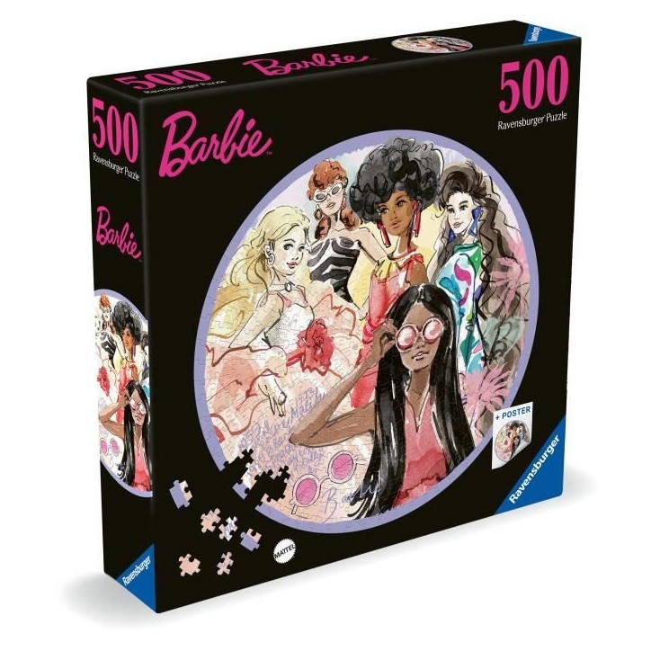 Puzzle rond 500 pieces : Barbie - L'icône du style depuis 1959