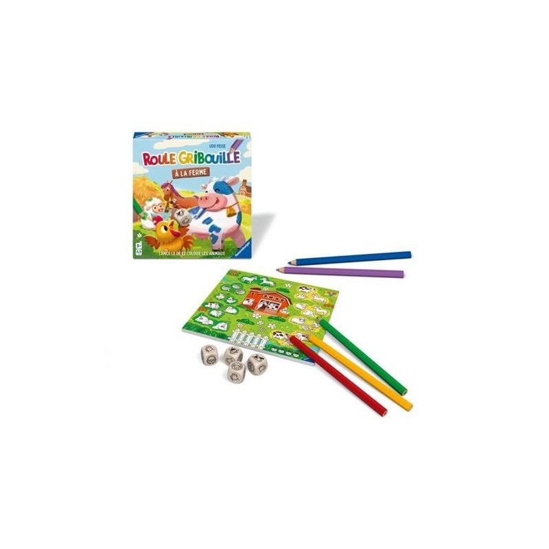 Roule Gribouille a la ferme - Jeu de société - Coloriage - Des 5 ans