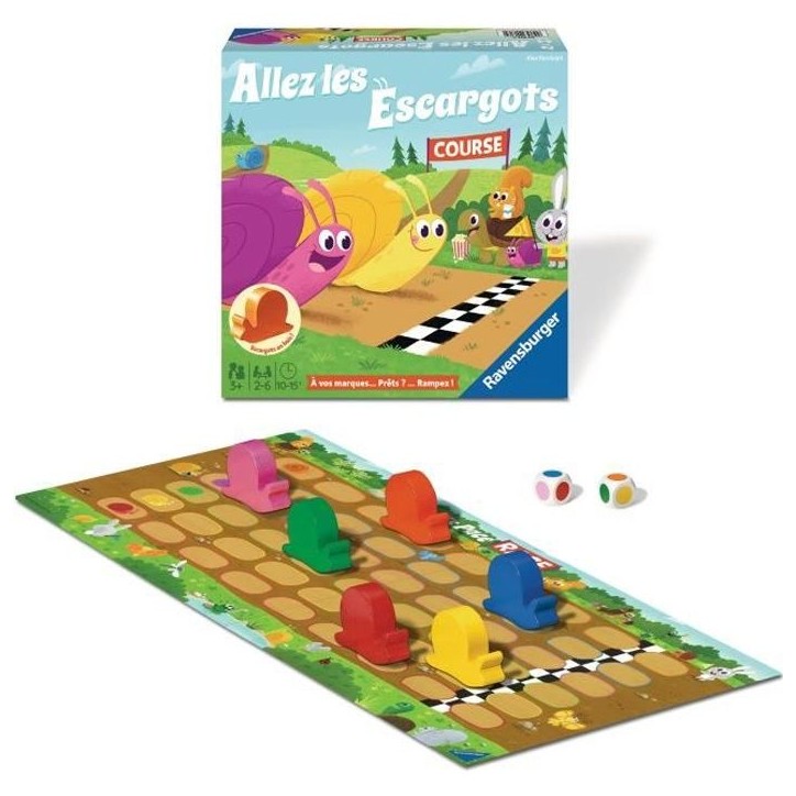 Allez les escargots - Ravensburger - Jeu de société enfants - Jeu de parcours - 2 a 6 joueurs - Des 3 ans Allez les escargots - Ravensburger - Jeu de société enfants - Jeu de parcours - 2 a 6 joueurs - Des 3 ans