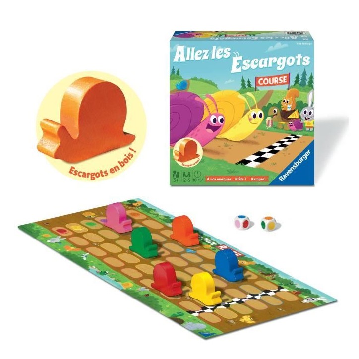 Allez les escargots - Ravensburger - Jeu de société enfants - Jeu de parcours - 2 a 6 joueurs - Des 3 ans Allez les escargots - Ravensburger - Jeu de société enfants - Jeu de parcours - 2 a 6 joueurs - Des 3 ans