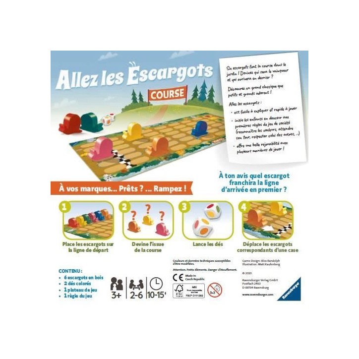 Allez les escargots - Ravensburger - Jeu de société enfants - Jeu de parcours - 2 a 6 joueurs - Des 3 ans Allez les escargots - Ravensburger - Jeu de société enfants - Jeu de parcours - 2 a 6 joueurs - Des 3 ans