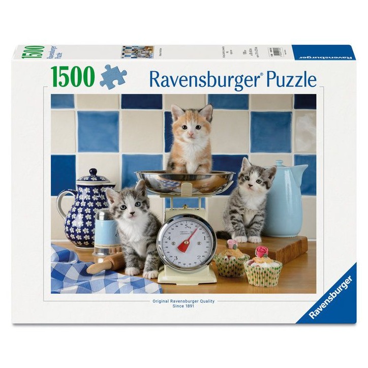 Ravensburger - Puzzle Adulte - Puzzle 1500 pieces - Chatons dans la cuisine - des 14 ans - Puzzle de qualité supérieure - 1200 Ravensburger - Puzzle Adulte - Puzzle 1500 pieces - Chatons dans la cuisine - des 14 ans - Puzzle de qualité supérieure - 1200