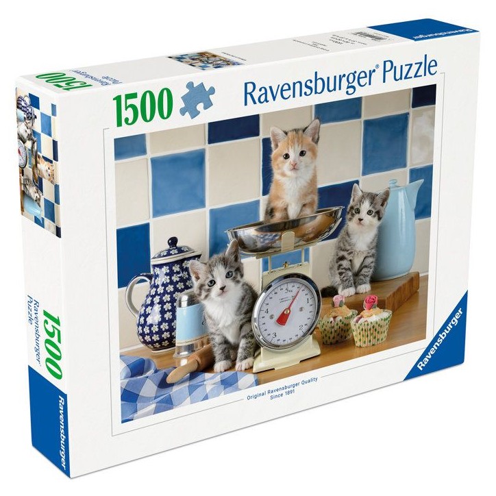 Ravensburger - Puzzle Adulte - Puzzle 1500 pieces - Chatons dans la cuisine - des 14 ans - Puzzle de qualité supérieure - 1200 Ravensburger - Puzzle Adulte - Puzzle 1500 pieces - Chatons dans la cuisine - des 14 ans - Puzzle de qualité supérieure - 1200
