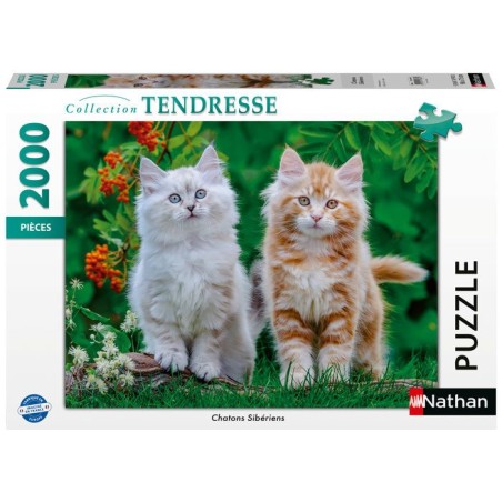 Nathan - Puzzle 2000 pieces - Chatons Sibériens -des 14 ans - Puzzle
