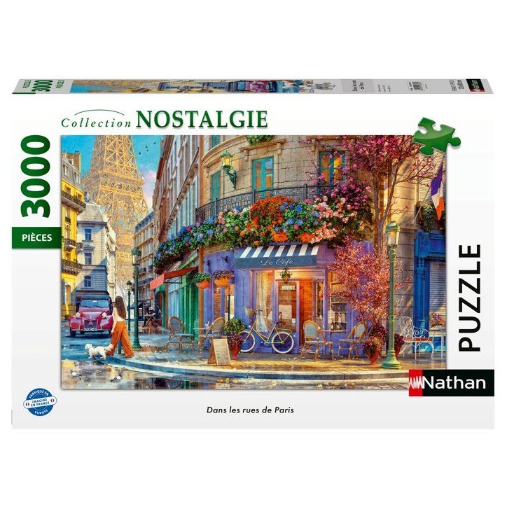 Nathan-Puzzle 3000 pieces Dans les rues de Paris-des 14 ans-Pz qualité supérieure-Encastrement parfait-Collection Nostalgie-12