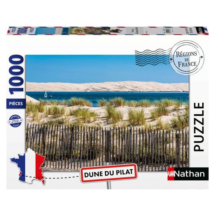 Nathan - Puzzle 1000 pieces - Vue sur la Dune du Pilat (Collection Régions de France) - des 14 ans - Encastrement parfait-12001 Nathan - Puzzle 1000 pieces - Vue sur la Dune du Pilat (Collection Régions de France) - des 14 ans - Encastrement parfait-12001
