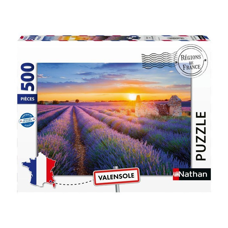 Nathan-Puzzle Adulte 500 pieces-Route de la lavande, Valensole(Collect