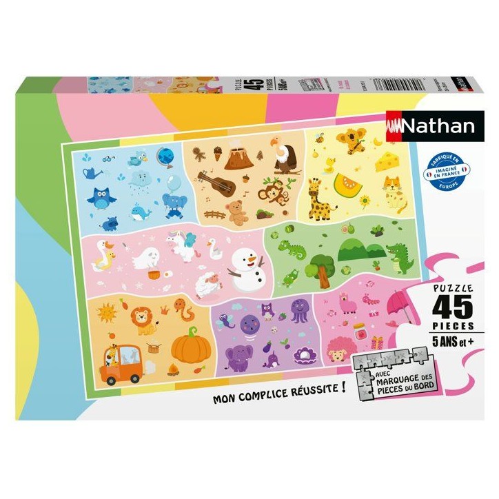 Nathan-Puzzle enfants 45 pieces-Un monde de couleurs-des 5 ans-Puzzle de qualité supérieure-Carton épais et résistant-120042 Nathan-Puzzle enfants 45 pieces-Un monde de couleurs-des 5 ans-Puzzle de qualité supérieure-Carton épais et résistant-120042
