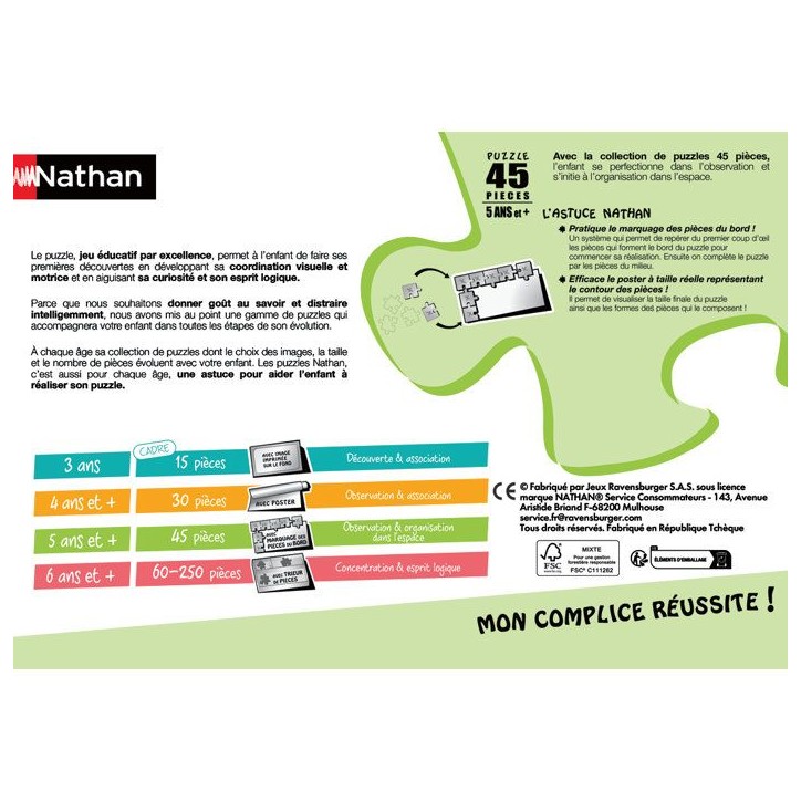 Nathan-Puzzle enfants 45 pieces-Un monde de couleurs-des 5 ans-Puzzle de qualité supérieure-Carton épais et résistant-120042 Nathan-Puzzle enfants 45 pieces-Un monde de couleurs-des 5 ans-Puzzle de qualité supérieure-Carton épais et résistant-120042
