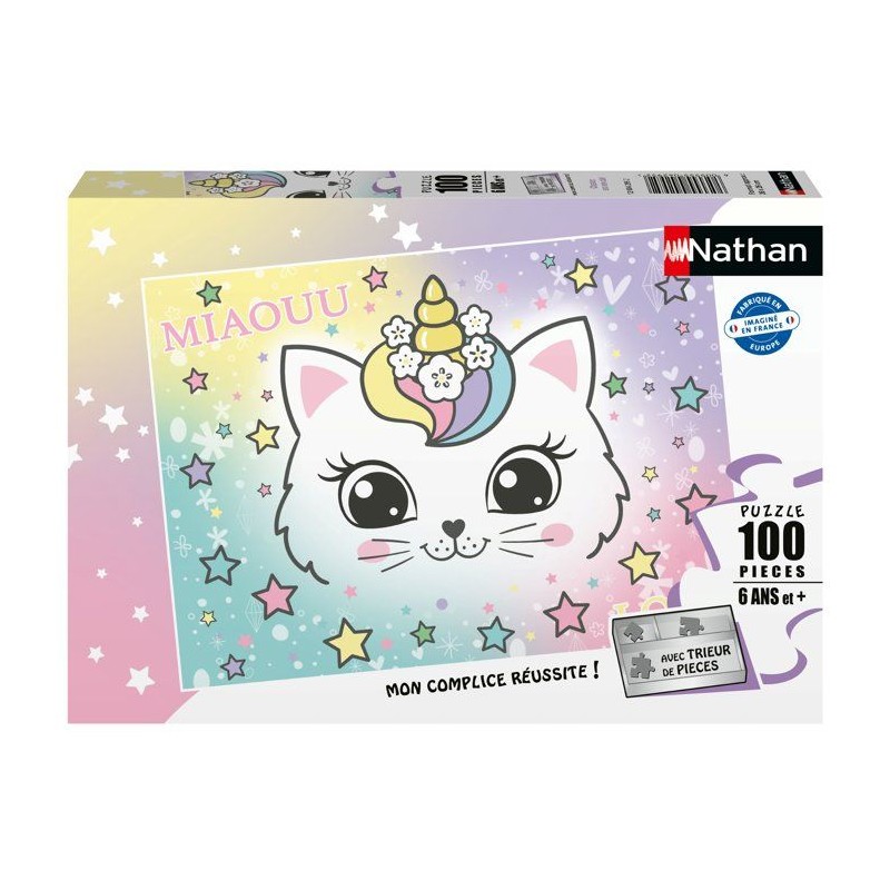 Nathan - Puzzle enfants 100 pieces - Chaton arc-en-ciel - des 6 ans -D