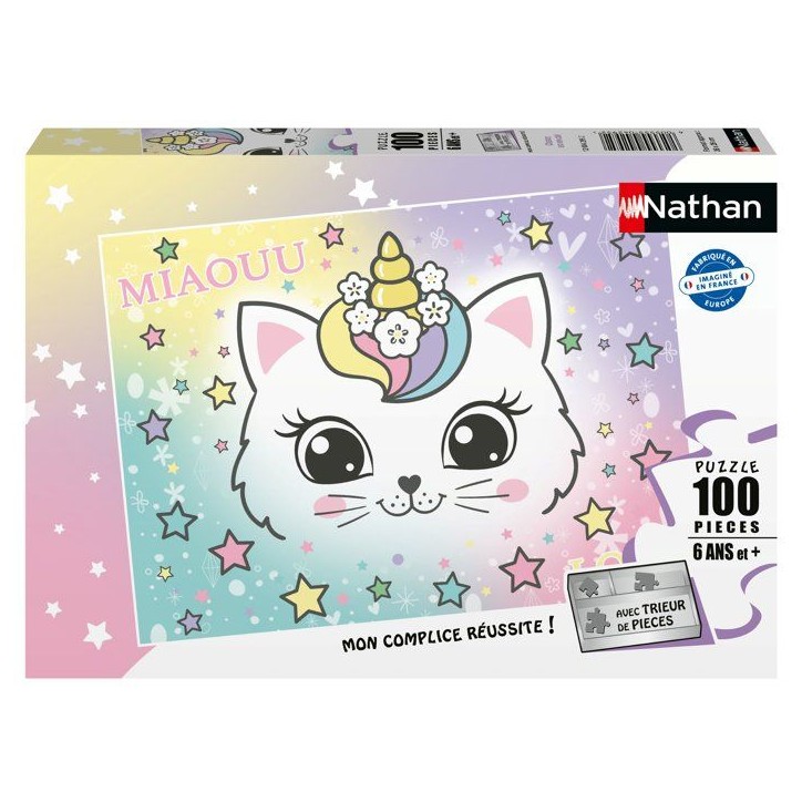 Nathan - Puzzle enfants 100 pieces - Chaton arc-en-ciel - des 6 ans -De qualité supérieure - Carton épais et résistant - 120 Nathan - Puzzle enfants 100 pieces - Chaton arc-en-ciel - des 6 ans -De qualité supérieure - Carton épais et résistant - 120