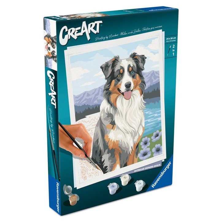 Ravensburger – CreArt 24x30 cm – Adulte – Peinture par numéros – Berger Australien – Loisir créatif – 12023114 Ravensburger – CreArt 24x30 cm – Adulte – Peinture par numéros – Berger Australien – Loisir créatif – 12023114