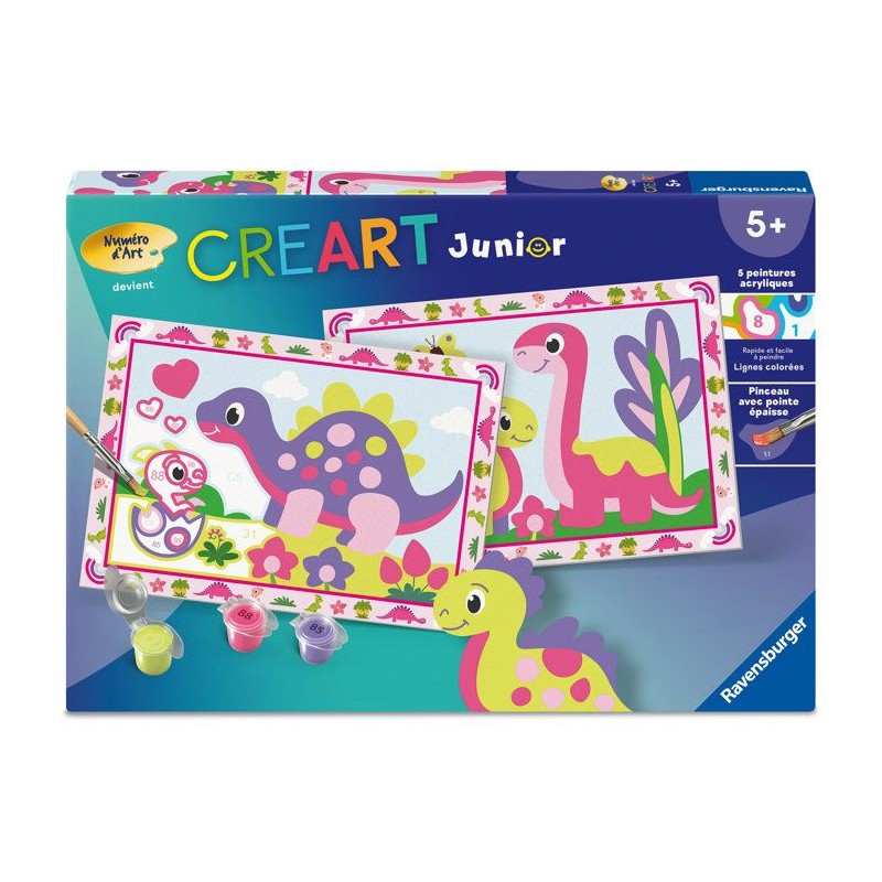 Ravensburger – CreArt Junior – Numéro d'Art – Dinosaures color