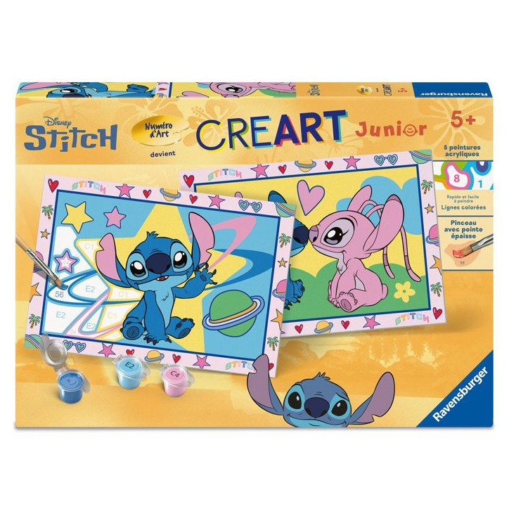 Ravensburger – CreArt Junior – Numéro d'Art – Stitch – Kit de peinture par numéros – Des 5 ans – 12023214 Ravensburger – CreArt Junior – Numéro d'Art – Stitch – Kit de peinture par numéros – Des 5 ans – 12023214