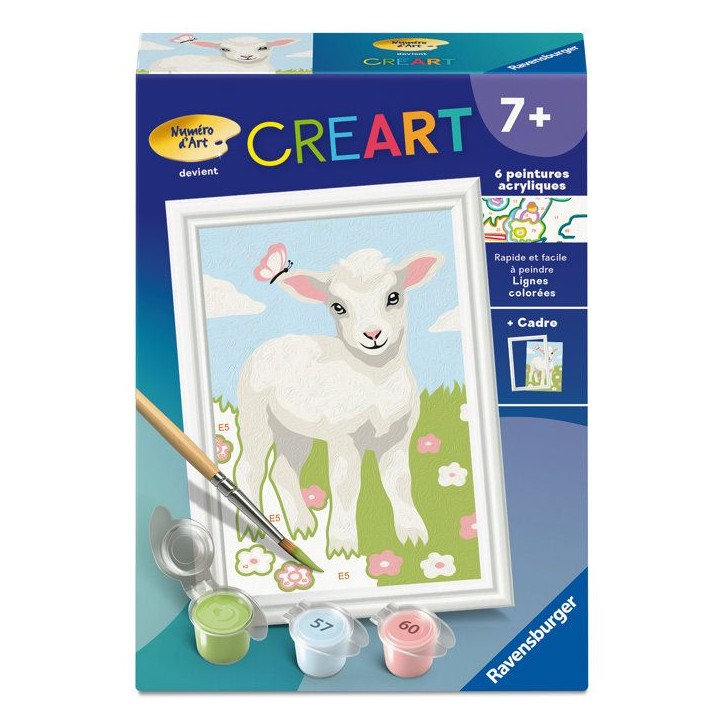 Ravensburger – CreArt Kids 8x12cm – Numéro d'Art – Mouton – Kit de peinture par numéros – Des 7 ans – 12023215 Ravensburger – CreArt Kids 8x12cm – Numéro d'Art – Mouton – Kit de peinture par numéros – Des 7 ans – 12023215