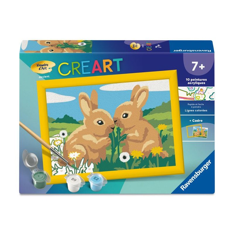 Ravensburger – CreArt Kids 13x18cm – Numéro d'Art – Lapins mign
