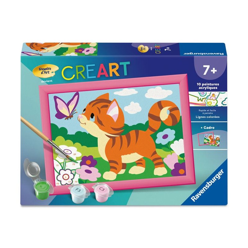 Ravensburger – CreArt Kids 13x18cm – Numéro d'Art – Chat avec p