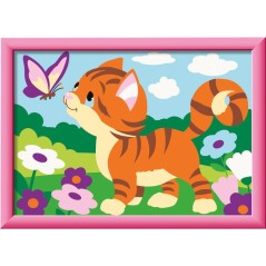Ravensburger – CreArt Kids 13x18cm – Numéro d'Art – Chat avec papillons – Kit de peinture par numéros – Des 7 ans