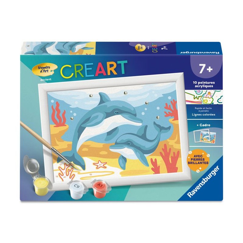 Ravensburger – CreArt Kids 13x18cm – Numéro d'Art – Dauphins et