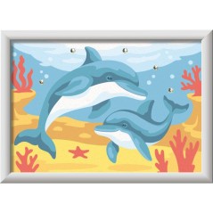 Ravensburger – CreArt Kids 13x18cm – Numéro d'Art – Dauphins et coraux – Kit de peinture par numéros – Des 7 ans –