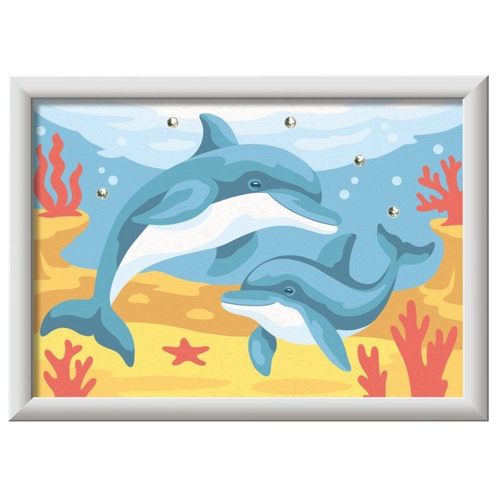 Ravensburger – CreArt Kids 13x18cm – Numéro d'Art – Dauphins et coraux – Kit de peinture par numéros – Des 7 ans – Ravensburger – CreArt Kids 13x18cm – Numéro d'Art – Dauphins et coraux – Kit de peinture par numéros – Des 7 ans –