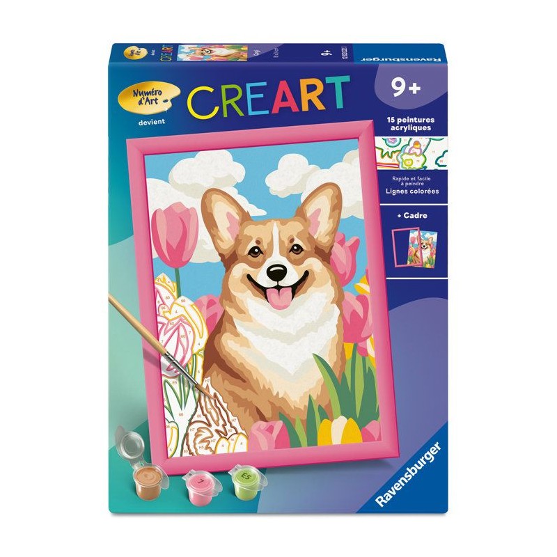 Ravensburger – CreArt Kids 18x24cm – Numéro d'Art – Corgi – K