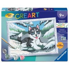 Ravensburger – CreArt Kids 18x24cm – Numéro d'Art – Huski neige