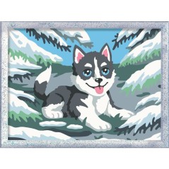 Ravensburger – CreArt Kids 18x24cm – Numéro d'Art – Huski neige – Kit de peinture par numéros – Des 7 ans – 120232
