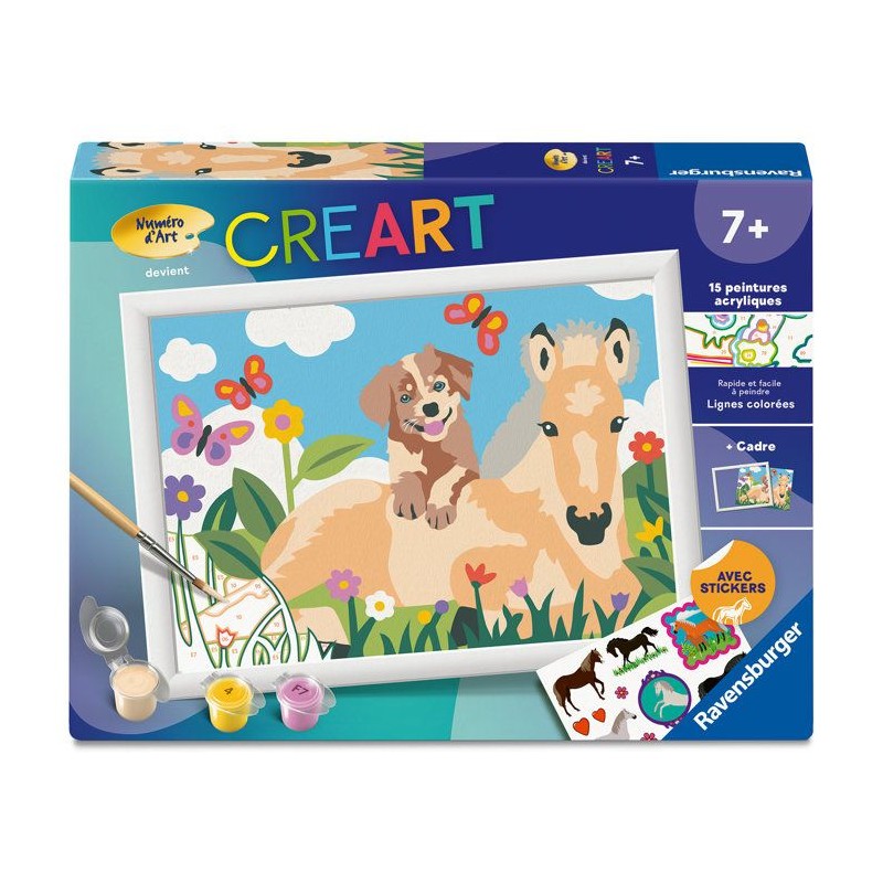 Ravensburger – CreArt Kids 18x24cm – Numéro d'Art – Cheval & Ch