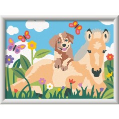 Ravensburger – CreArt Kids 18x24cm – Numéro d'Art – Cheval & Chien – Kit de peinture par numéros – Des 7 ans – 120