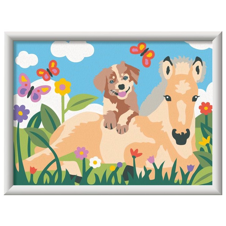Ravensburger – CreArt Kids 18x24cm – Numéro d'Art – Cheval & Chien – Kit de peinture par numéros – Des 7 ans – 120 Ravensburger – CreArt Kids 18x24cm – Numéro d'Art – Cheval & Chien – Kit de peinture par numéros – Des 7 ans – 120