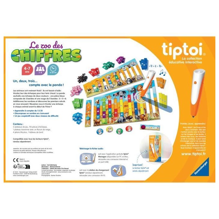 tiptoi Le Zoo des chiffres, Jeu éducatif électronique, sans écran, 00189, A partir de 4 ans, Ravensburger tiptoi Le Zoo des chiffres, Jeu éducatif électronique, sans écran, 00189, A partir de 4 ans, Ravensburger