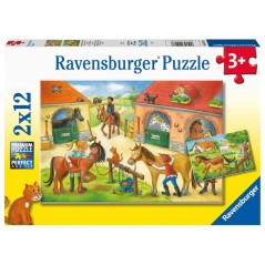 Puzzle enfant Ravensburger Vakantie op de manege - 2 x 12 pieces - Ani