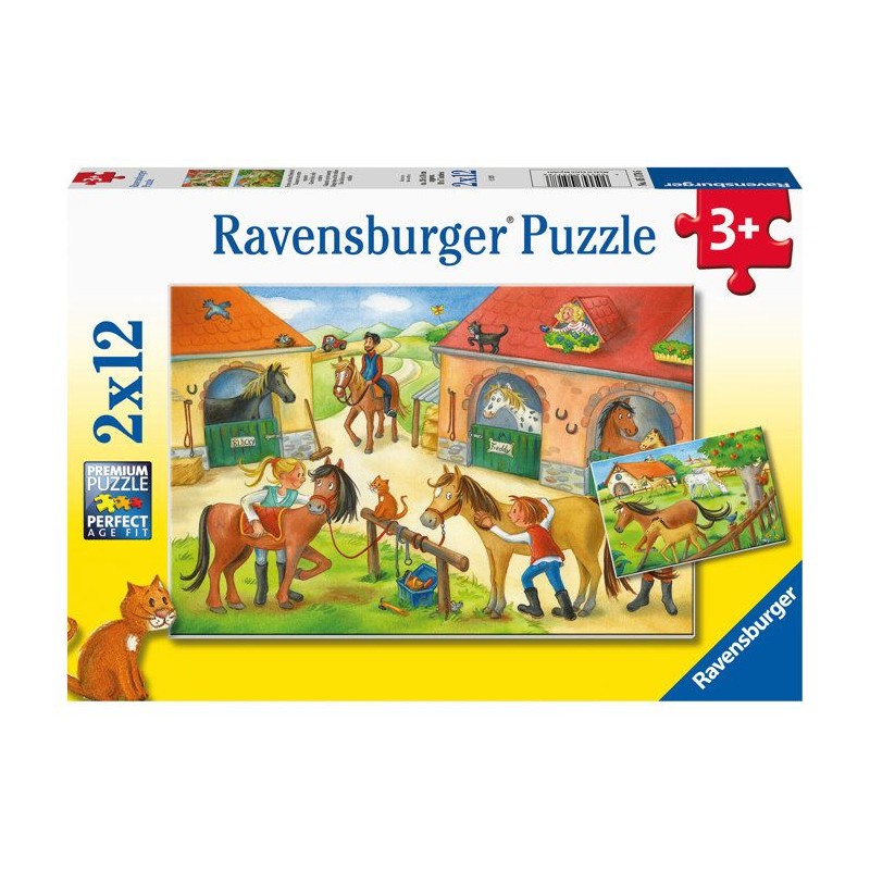 Puzzle enfant Ravensburger Vakantie op de manege - 2 x 12 pieces - Ani